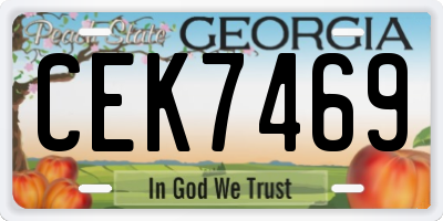 GA license plate CEK7469