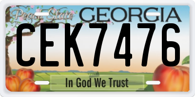 GA license plate CEK7476
