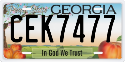 GA license plate CEK7477