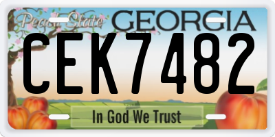 GA license plate CEK7482