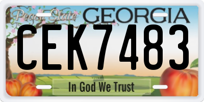 GA license plate CEK7483