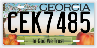 GA license plate CEK7485