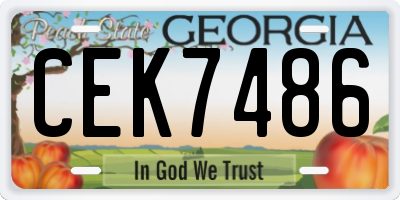 GA license plate CEK7486