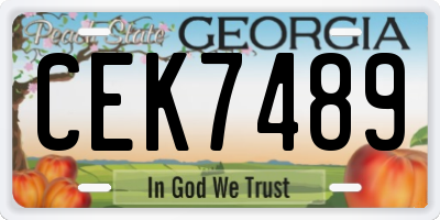 GA license plate CEK7489