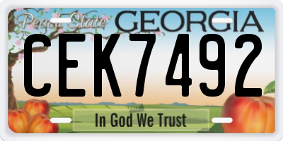 GA license plate CEK7492