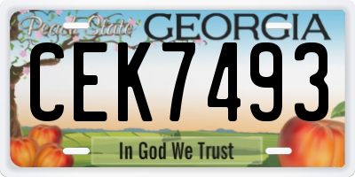 GA license plate CEK7493