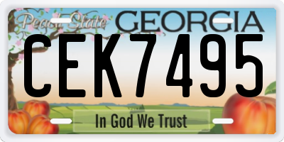 GA license plate CEK7495