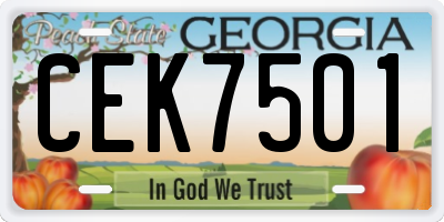 GA license plate CEK7501