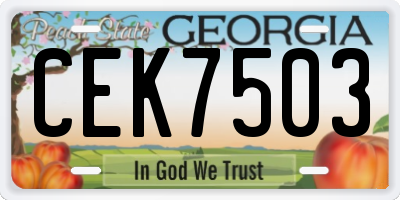 GA license plate CEK7503