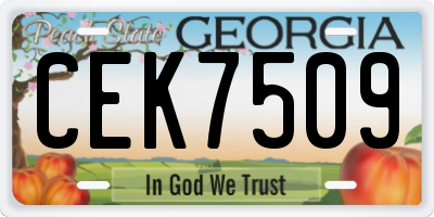 GA license plate CEK7509