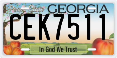GA license plate CEK7511