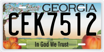 GA license plate CEK7512
