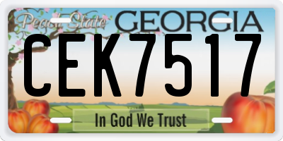 GA license plate CEK7517