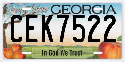 GA license plate CEK7522