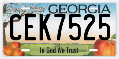 GA license plate CEK7525