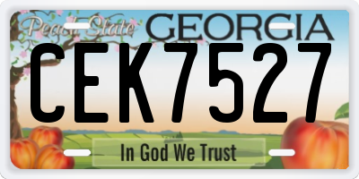 GA license plate CEK7527
