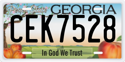 GA license plate CEK7528