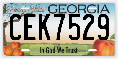 GA license plate CEK7529