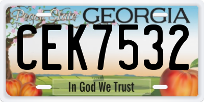 GA license plate CEK7532
