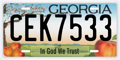 GA license plate CEK7533