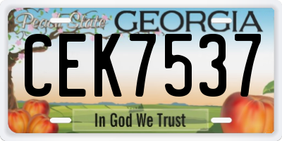 GA license plate CEK7537