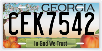 GA license plate CEK7542