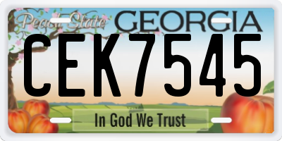 GA license plate CEK7545