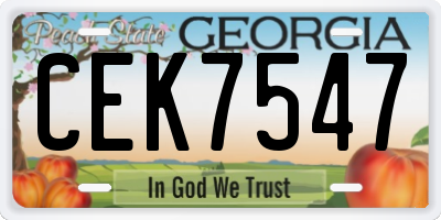 GA license plate CEK7547