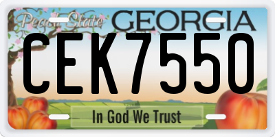GA license plate CEK7550