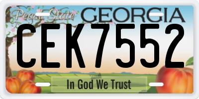 GA license plate CEK7552