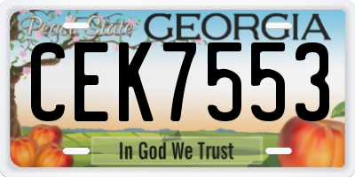 GA license plate CEK7553