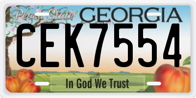 GA license plate CEK7554