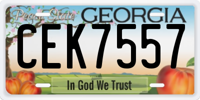 GA license plate CEK7557