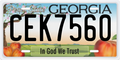 GA license plate CEK7560