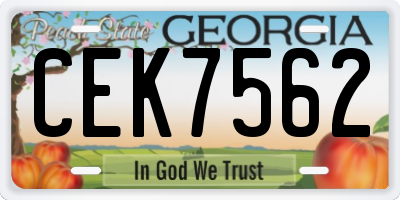 GA license plate CEK7562