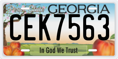 GA license plate CEK7563