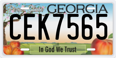 GA license plate CEK7565