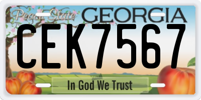 GA license plate CEK7567