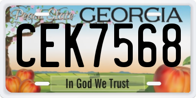 GA license plate CEK7568