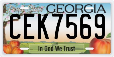 GA license plate CEK7569