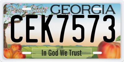 GA license plate CEK7573