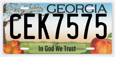 GA license plate CEK7575