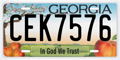 GA license plate CEK7576