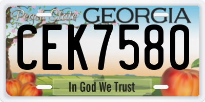 GA license plate CEK7580