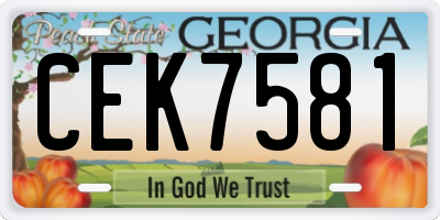 GA license plate CEK7581