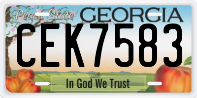 GA license plate CEK7583