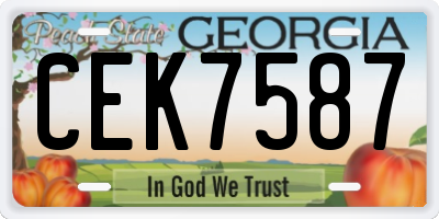 GA license plate CEK7587