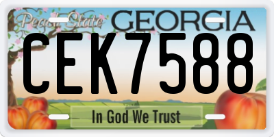 GA license plate CEK7588
