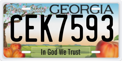 GA license plate CEK7593