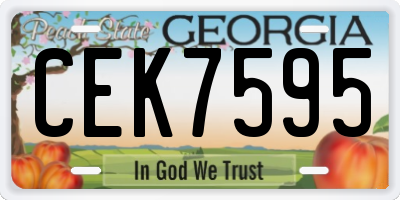 GA license plate CEK7595